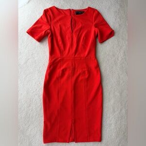 Paper Doll London Orange Bloody Red Midi Corset Style Bodycon Dress